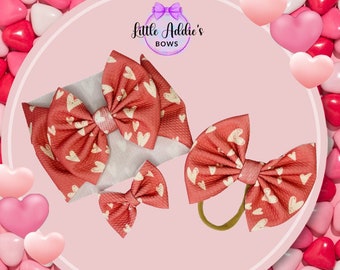 Valentine Hearts Bow handmade baby and toddler bow by Little Addie's Bows