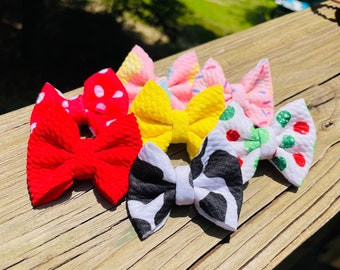 Mini Clip On Bows Grab Bag: 5 Handmade handmade baby and toddler bow by Little Addie's Bows
